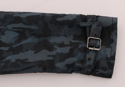 Dolce &amp; Gabbana Blauer Camouflage-Trenchcoat
