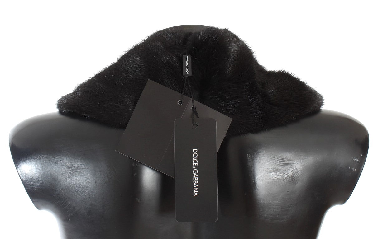 Dolce &amp; Gabbana – Schwarzer Nerzpelz-Schulterkragenschal