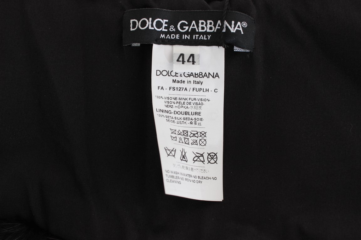 Dolce &amp; Gabbana – Schwarzer Nerzpelz-Schulterkragenschal