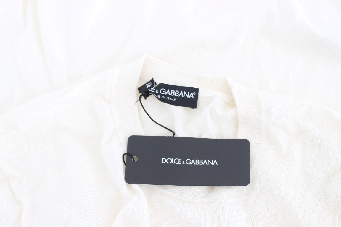 Dolce &amp; Gabbana – Weißer Pullover aus 100 % Kaschmir