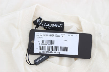Dolce &amp; Gabbana – Weißer Pullover aus 100 % Kaschmir