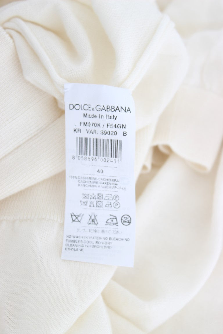 Dolce &amp; Gabbana – Weißer Pullover aus 100 % Kaschmir