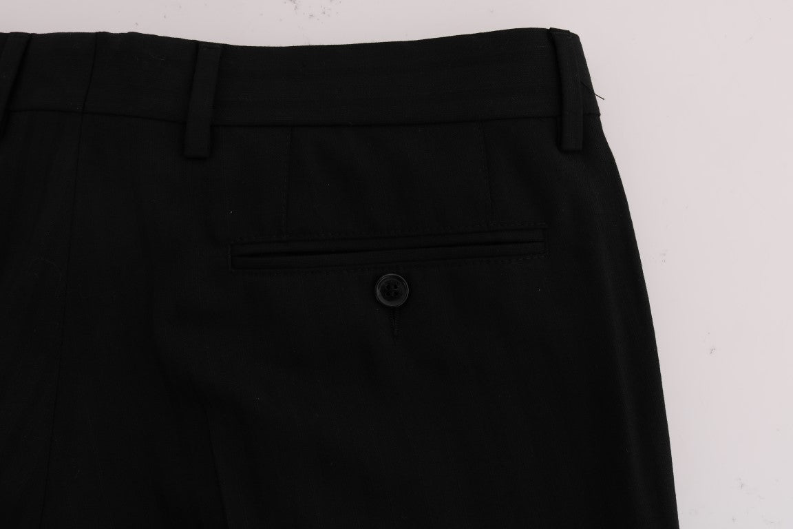 Dolce &amp; Gabbana Schwarze gestreifte Wollstretchhose