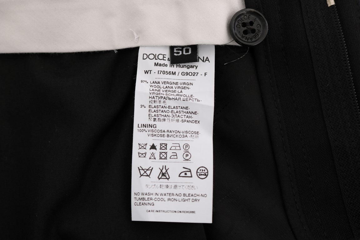 Dolce &amp; Gabbana Schwarze gestreifte Wollstretchhose