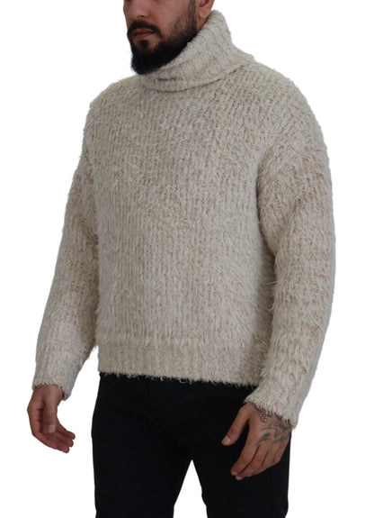 Dolce &amp; Gabbana Cremefarbener Rollkragenpullover aus Wollstrick
