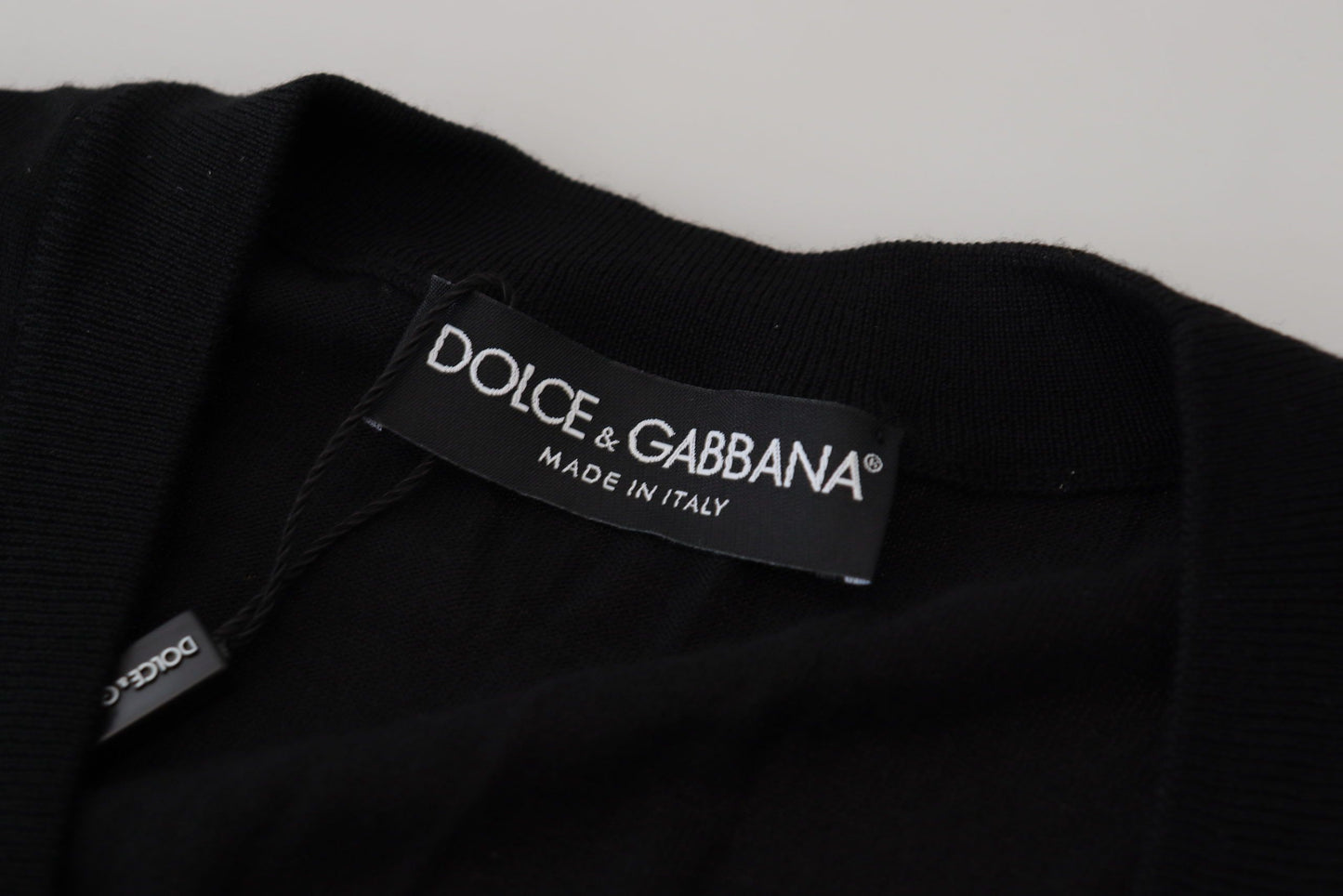 Dolce &amp; Gabbana – Schwarzer Cardigan aus Wolle mit Knopfleiste
