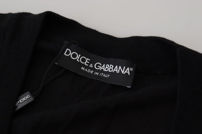 Dolce &amp; Gabbana – Schwarzer Cardigan aus Wolle mit Knopfleiste