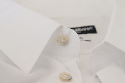Dolce &amp; Gabbana Weißes, formelles GOLD-Hemd aus Baumwolle mit Pfauenfeder