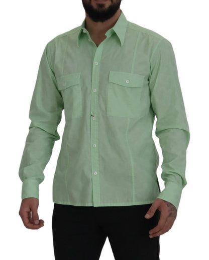 Dolce &amp; Gabbana – Mintgrünes, langärmliges Button-Down-Hemd