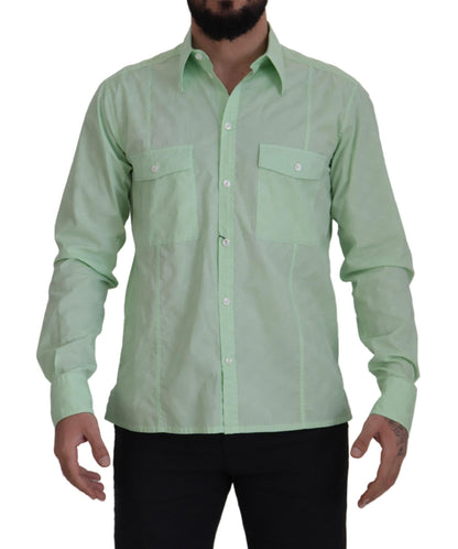 Dolce &amp; Gabbana – Mintgrünes, langärmliges Button-Down-Hemd
