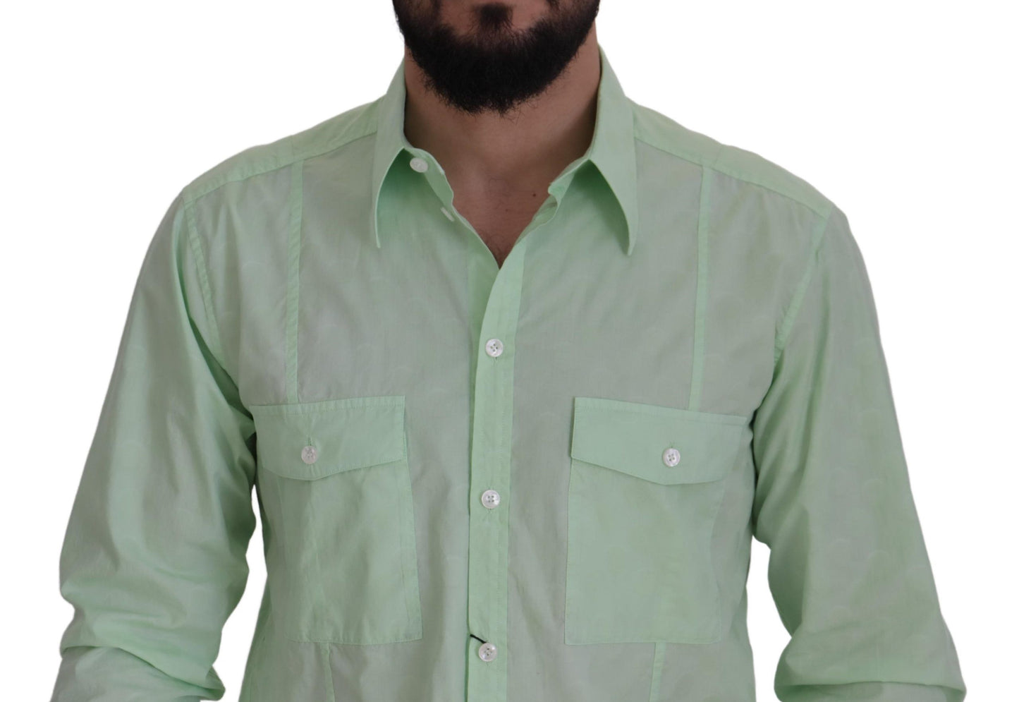 Dolce &amp; Gabbana – Mintgrünes, langärmliges Button-Down-Hemd