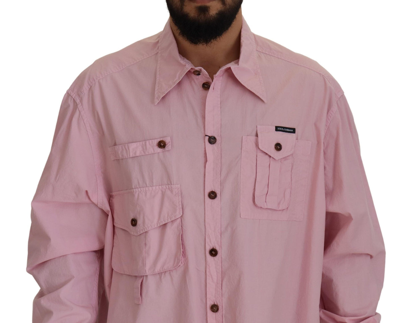 Dolce &amp; Gabbana – Lässiges, langärmliges Button-Down-Hemd in Rosa