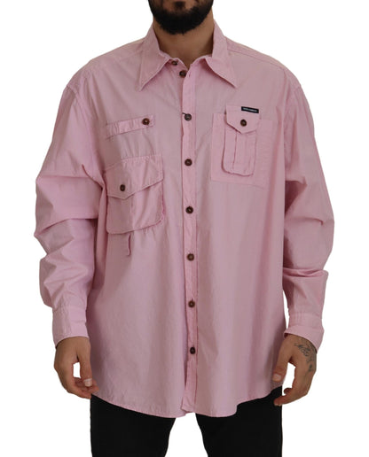 Dolce &amp; Gabbana – Lässiges, langärmliges Button-Down-Hemd in Rosa
