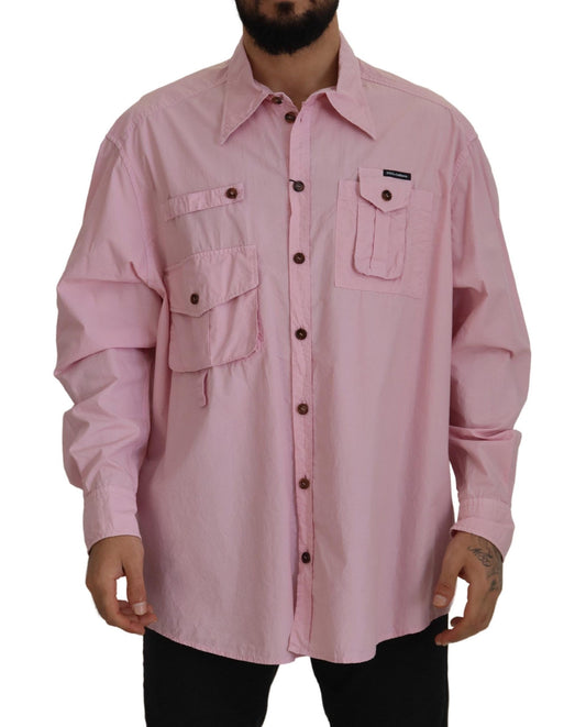 Dolce &amp; Gabbana – Lässiges, langärmliges Button-Down-Hemd in Rosa