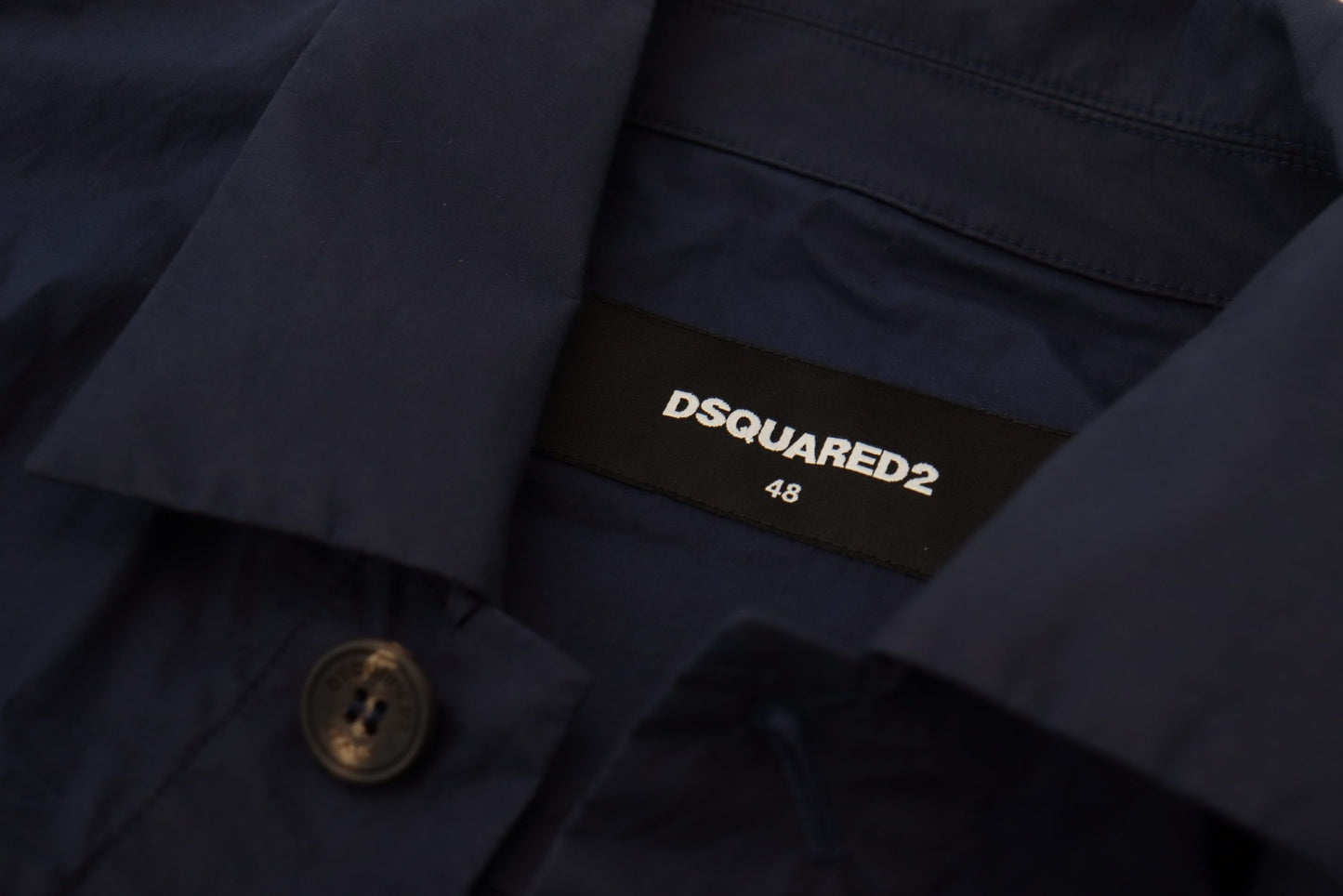 Dsquared² Dunkelblaues Freizeithemd aus Baumwolle mit Kragen und langen Ärmeln