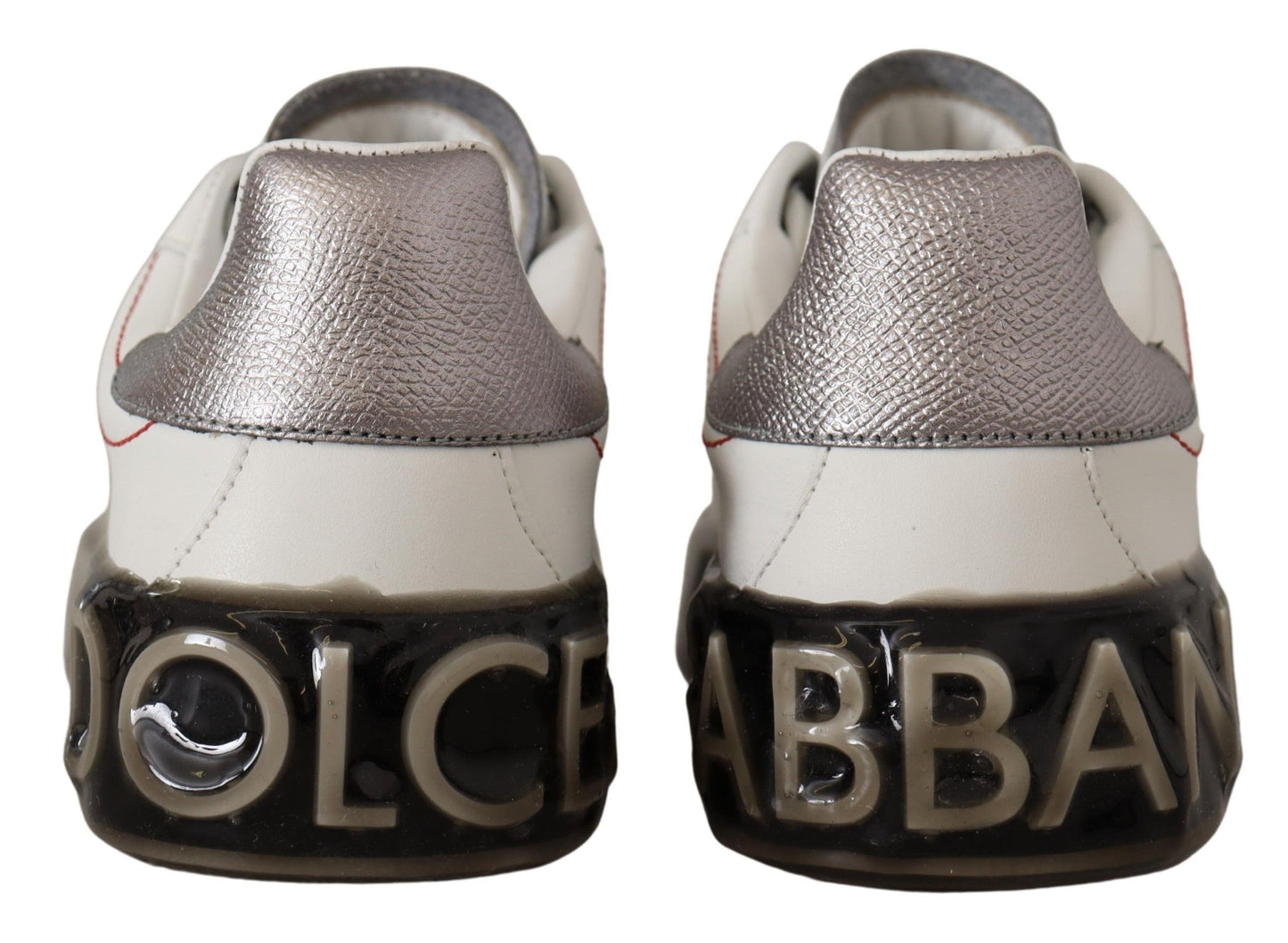 Dolce &amp; Gabbana Weiße Lederschuhe Damen Logo Portofino Sneakers