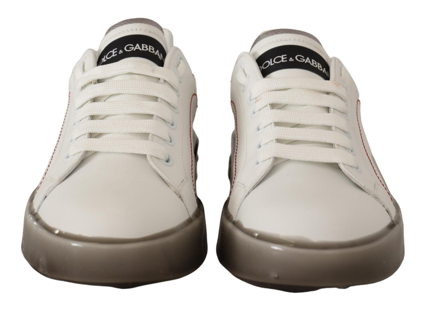 Dolce &amp; Gabbana Weiße Lederschuhe Damen Logo Portofino Sneakers