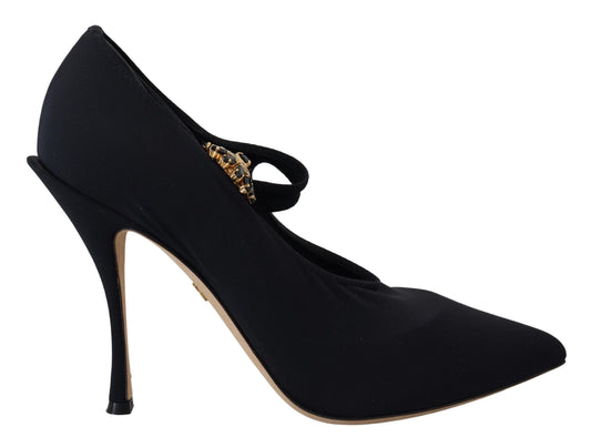 Dolce &amp; Gabbana Schwarze Socken Stretch-Pumps mit Kristallen