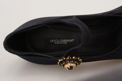 Dolce &amp; Gabbana Schwarze Socken Stretch-Pumps mit Kristallen