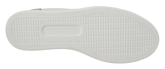 Dolce &amp; Gabbana Weiß Rosa Leder Low Top Sneakers Schuhe