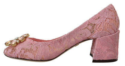 Dolce &amp; Gabbana – Rosa Taormina-Pumps mit Kristallspitze in Pastellfarben