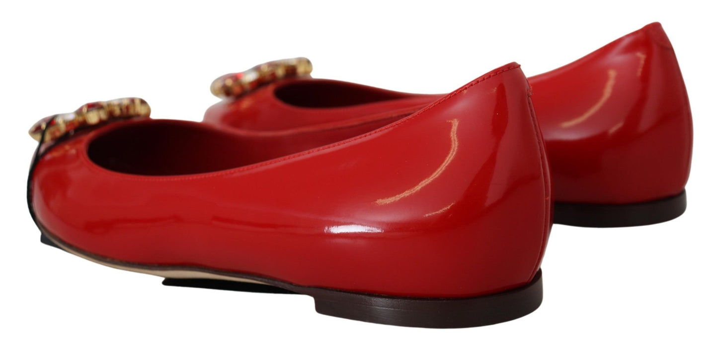 Dolce &amp; Gabbana – Loafer mit Kristallen in Rot aus Leder