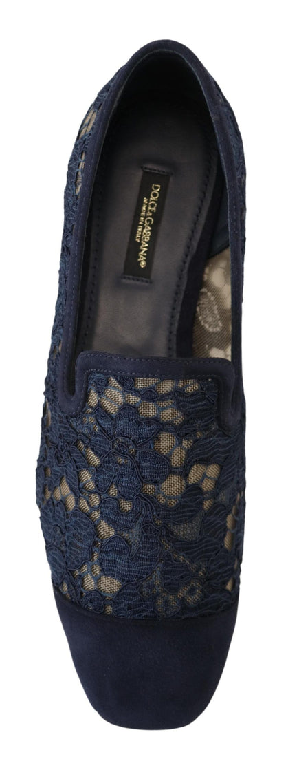 Dolce &amp; Gabbana – Slipper mit Blumenspitze in Blau