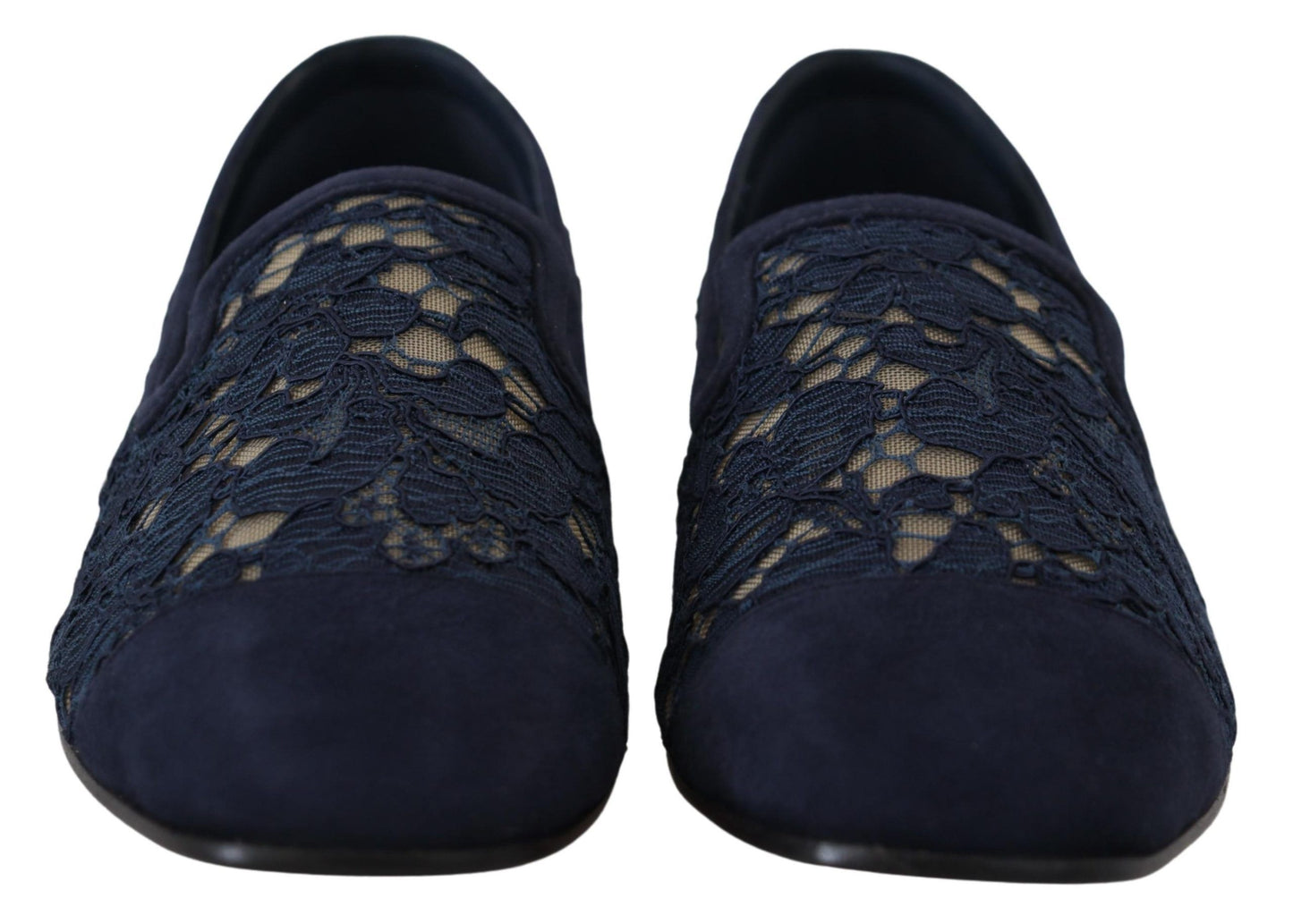 Dolce &amp; Gabbana – Slipper mit Blumenspitze in Blau