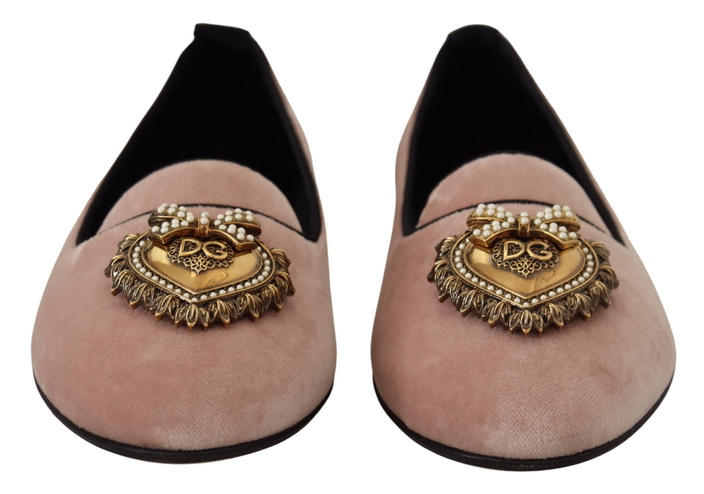 Dolce &amp; Gabbana – Slipper aus rosa Samt, flache Schuhe