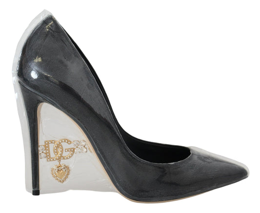 Dolce &amp; Gabbana Schwarze Pumps aus Leder mit Kunststoffummantelung
