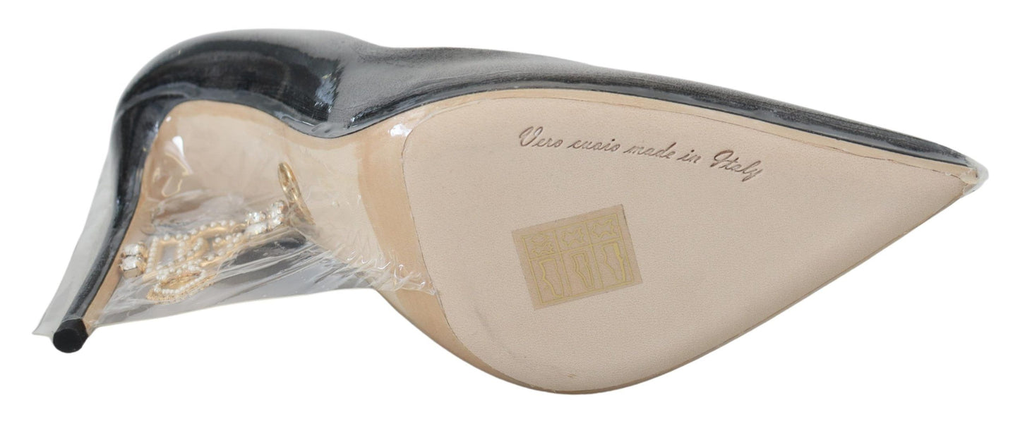 Dolce &amp; Gabbana Schwarze Pumps aus Leder mit Kunststoffummantelung