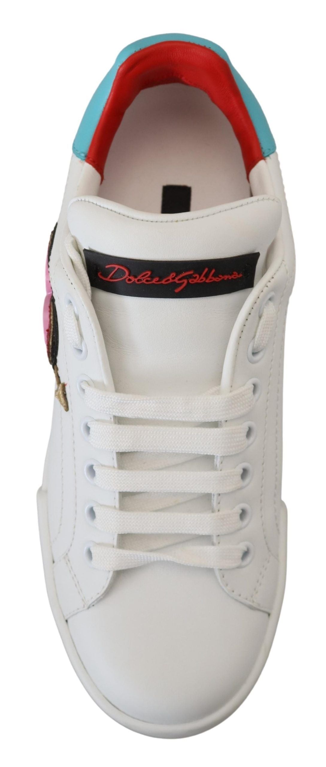 Dolce &amp; Gabbana – Weiße Ledersneaker „Portofino“ mit Herz-Logo