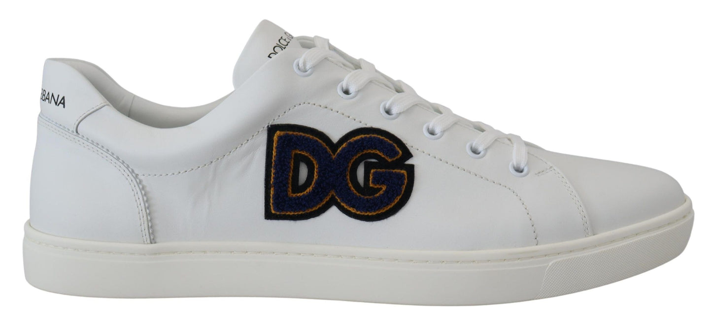 Dolce &amp; Gabbana Weiße Leder DG Logo Casual Sneakers Schuhe