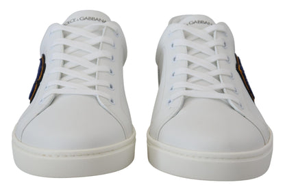 Dolce &amp; Gabbana Weiße Leder DG Logo Casual Sneakers Schuhe