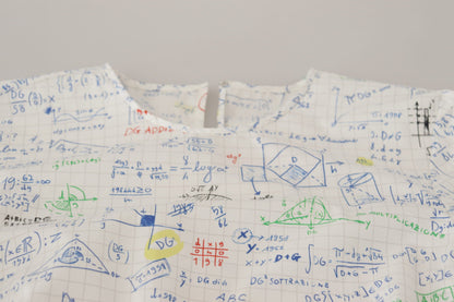 Dolce &amp; Gabbana – Kurzärmliges Oberteil aus weißer Baumwolle mit Algebra-Print