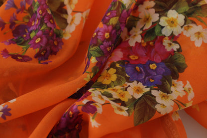 Dolce &amp; Gabbana – Orangefarbene Bluse mit Blumenmuster und langen Ärmeln