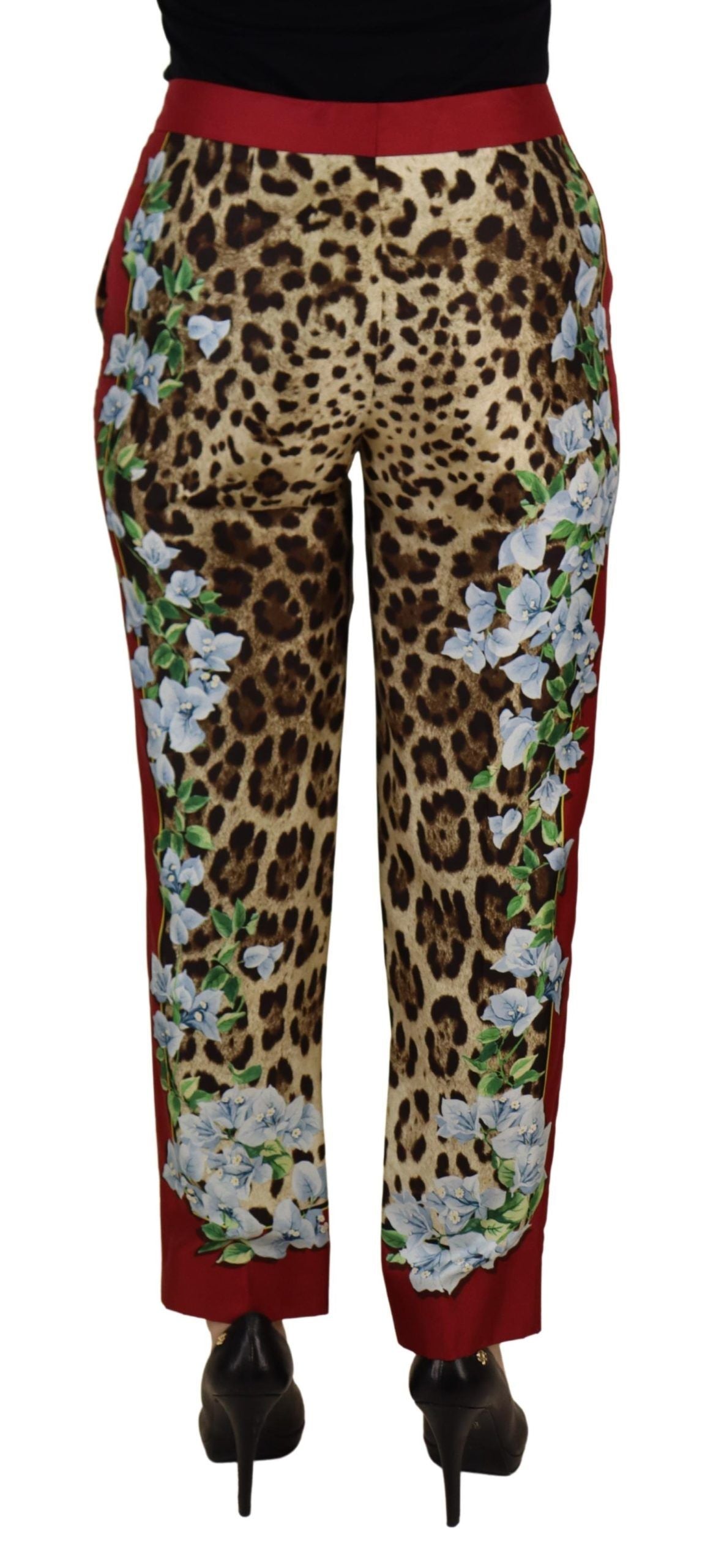 Dolce &amp; Gabbana – Mehrfarbige Hose mit Leopardenmuster und Flora-Print in mittlerer Taille