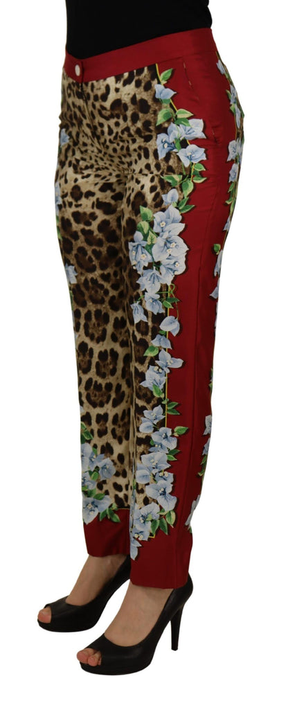 Dolce &amp; Gabbana – Mehrfarbige Hose mit Leopardenmuster und Flora-Print in mittlerer Taille