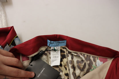 Dolce &amp; Gabbana – Mehrfarbige Hose mit Leopardenmuster und Flora-Print in mittlerer Taille