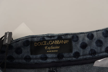Dolce &amp; Gabbana – Blaue Skinny-Jeans mit Blumenmuster und hoher Taille