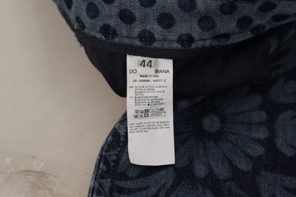 Dolce &amp; Gabbana – Blaue Skinny-Jeans mit Blumenmuster und hoher Taille