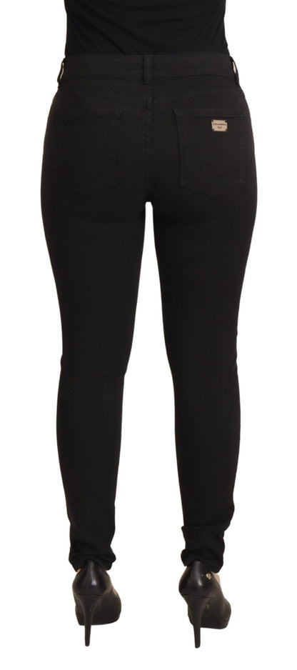 Dolce &amp; Gabbana Schwarze Skinny-Jeans aus Baumwolldenim mit mittlerer Taille