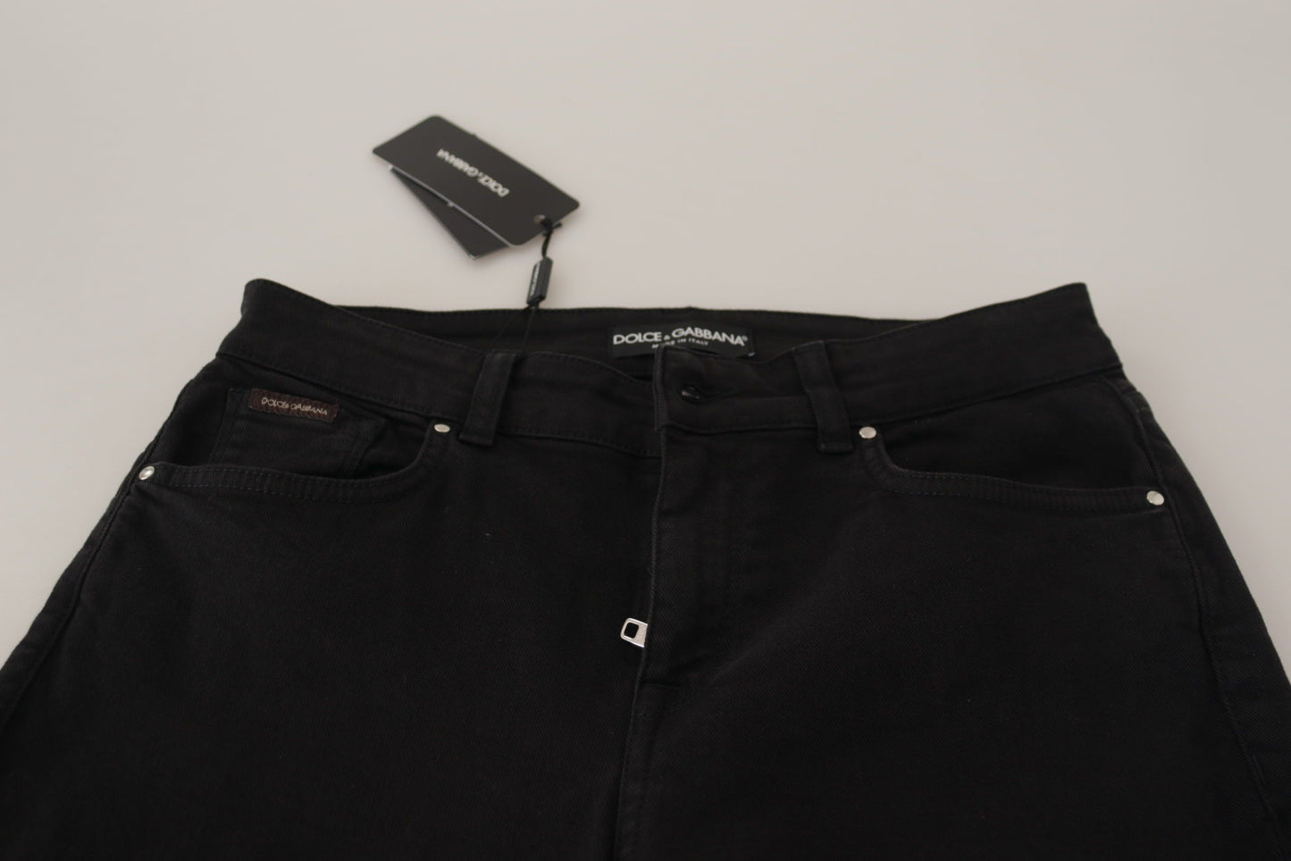 Dolce &amp; Gabbana Schwarze Skinny-Jeans aus Baumwolldenim mit mittlerer Taille