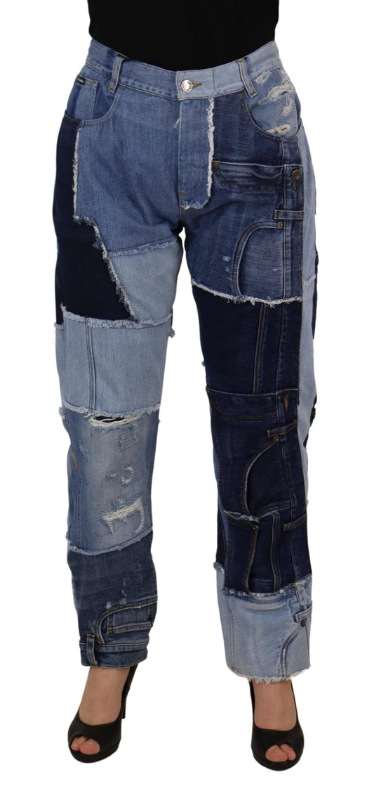 Dolce &amp; Gabbana Mehrfarbige Patchwork-Jeans mit hoher Taille