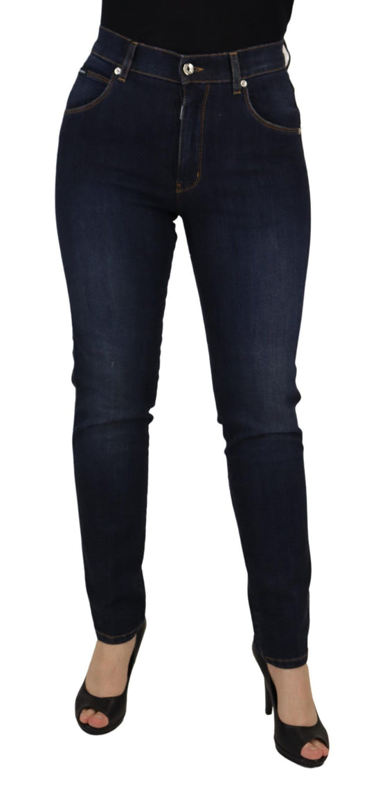 Dolce &amp; Gabbana – Blaue Skinny-Jeans aus Baumwolle mit hoher Taille