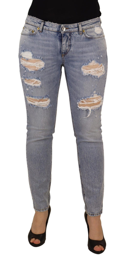 Dolce &amp; Gabbana – Blaue Skinny-Jeans aus Stretch-Baumwolle mit niedriger Taille