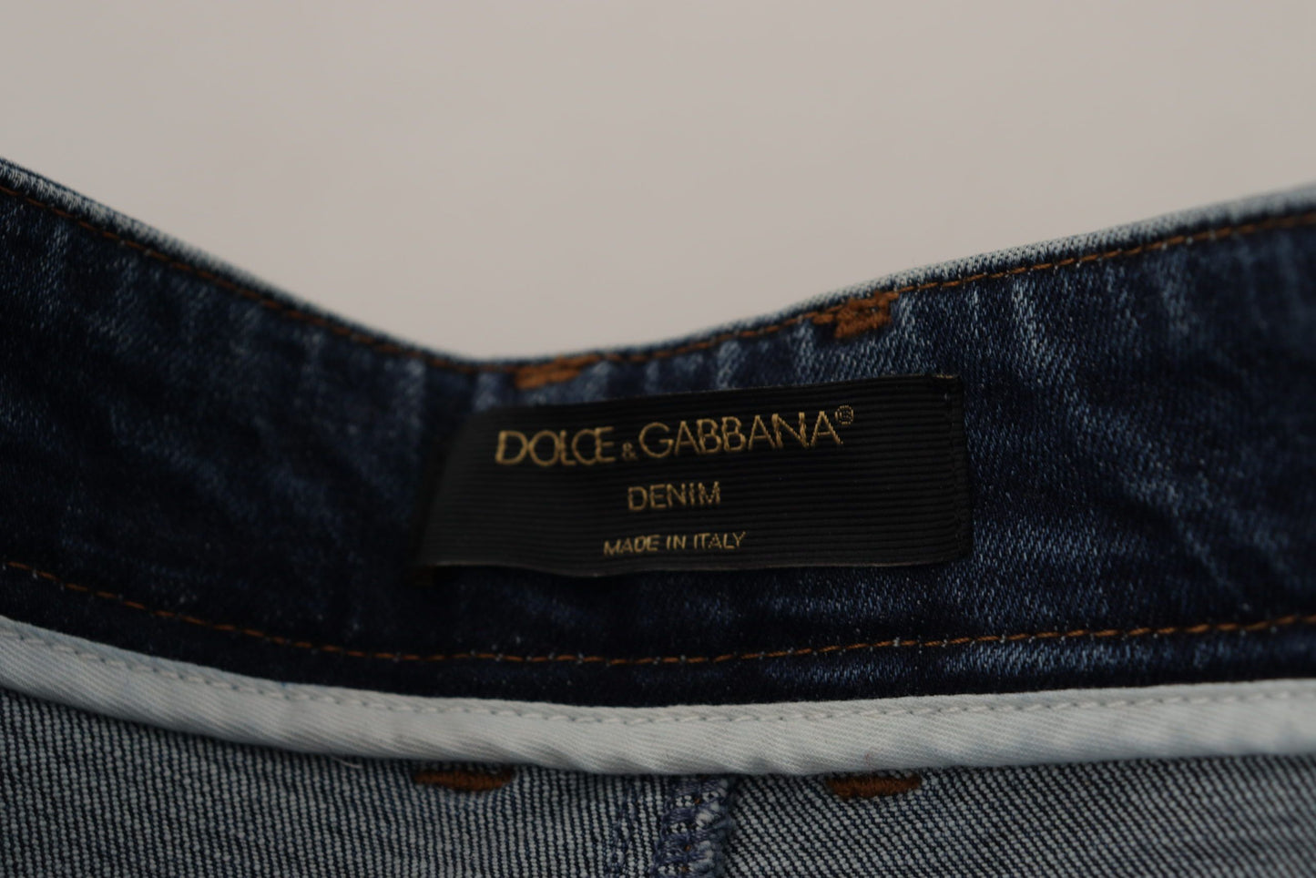 Dolce &amp; Gabbana – Blaue Jeanshose mit Kristallverzierung