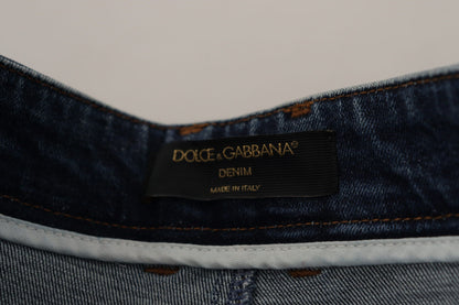 Dolce &amp; Gabbana – Blaue Jeanshose mit Kristallverzierung