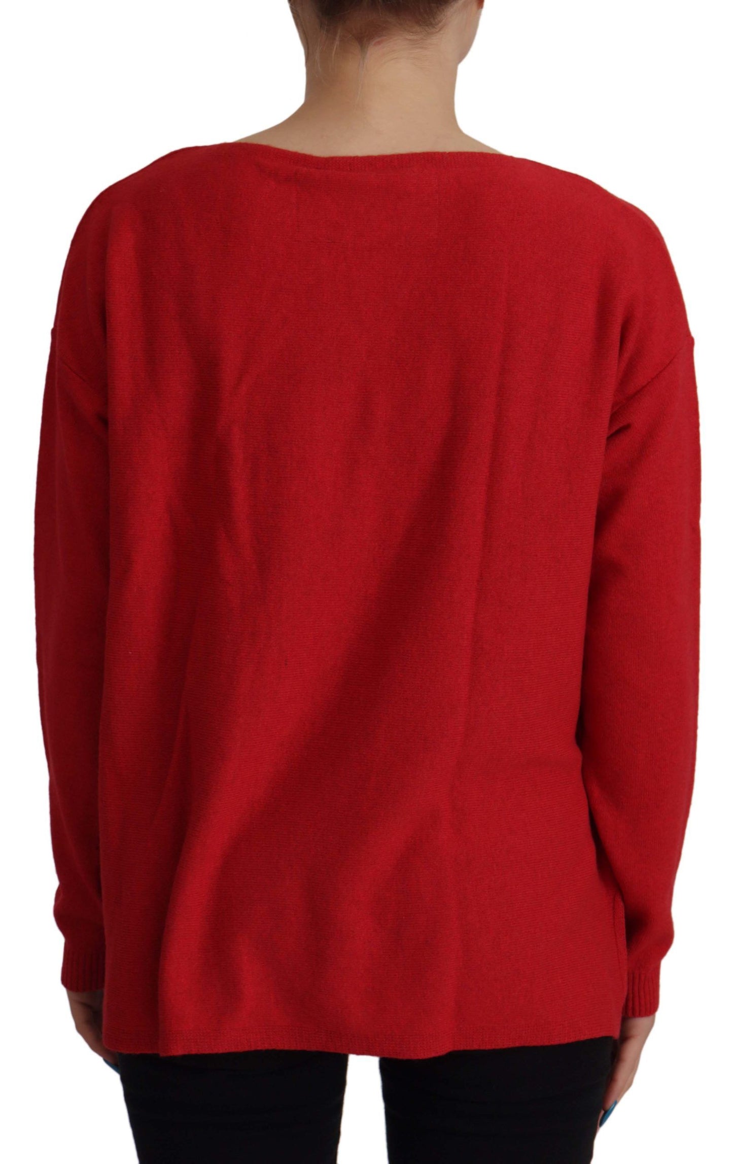 Dolce &amp; Gabbana Roter Wollstrickpullover mit Rundhalsausschnitt