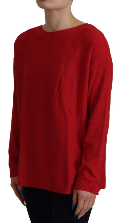 Dolce &amp; Gabbana Roter Wollstrickpullover mit Rundhalsausschnitt
